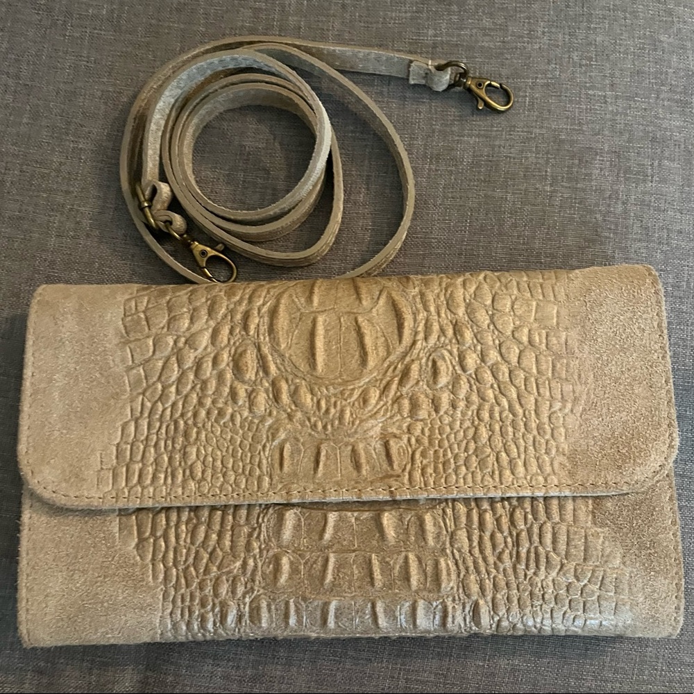 Lavorazione Artigianale Tan Crossbody Handbag/Clutch